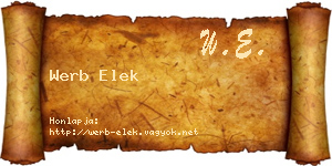 Werb Elek névjegykártya